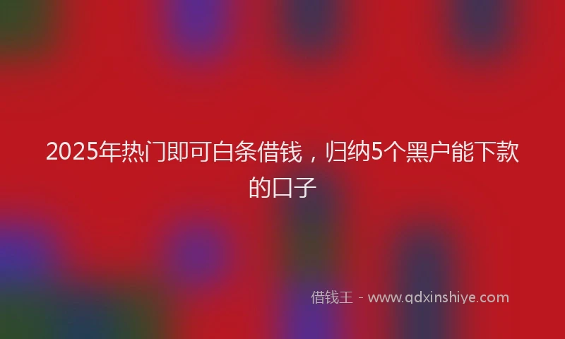 2025年热门即可白条借钱，归纳5个黑户能下款的口子