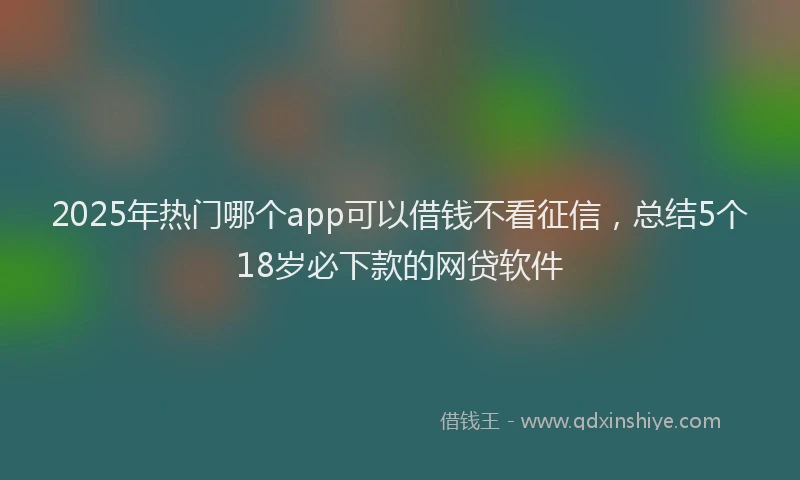 2025年热门哪个app可以借钱不看征信，总结5个18岁必下款的网贷软件