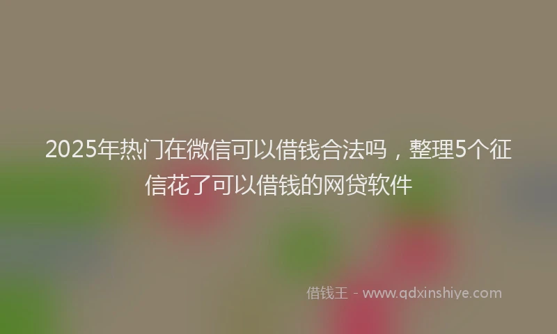 2025年热门在微信可以借钱合法吗，整理5个征信花了可以借钱的网贷软件