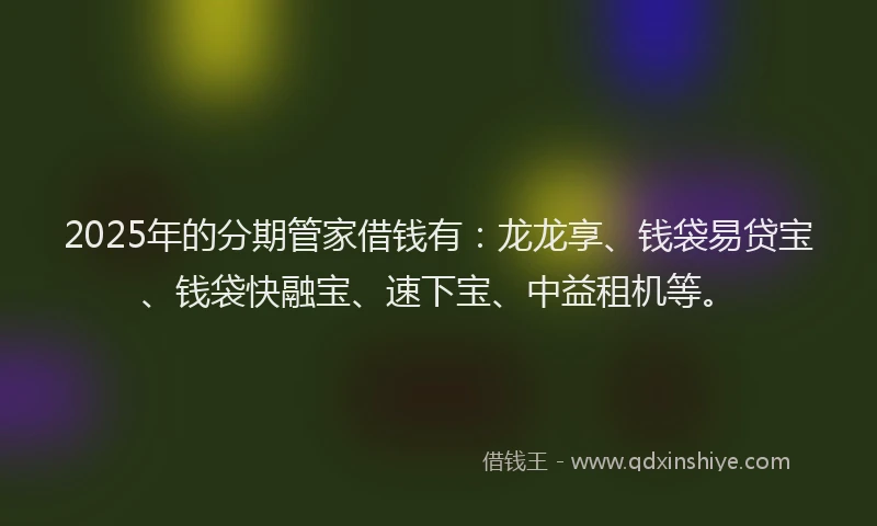 2025年的分期管家借钱有：龙龙享、钱袋易贷宝、钱袋快融宝、速下宝、中益租机等。