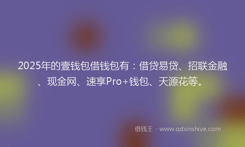 2025年的壹钱包借钱包有：借贷易贷、招联金融、现金网、速享Pro+钱包、天源花等。
