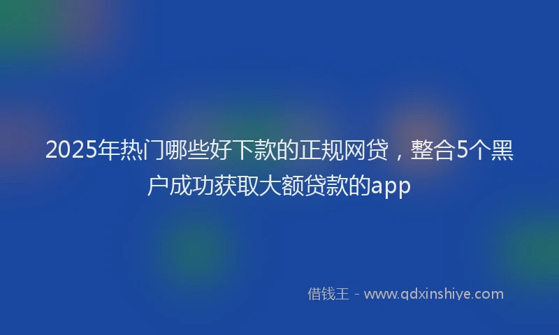 2025年热门哪些好下款的正规网贷，整合5个黑户成功获取大额贷款的app