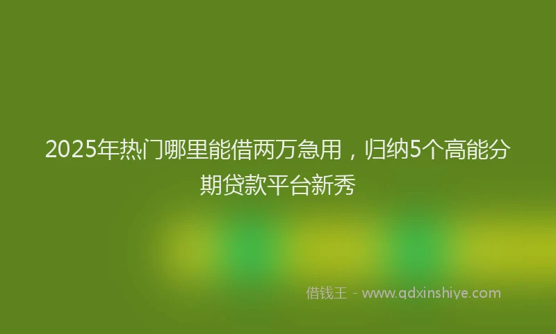 2025年热门哪里能借两万急用，归纳5个高能分期贷款平台新秀