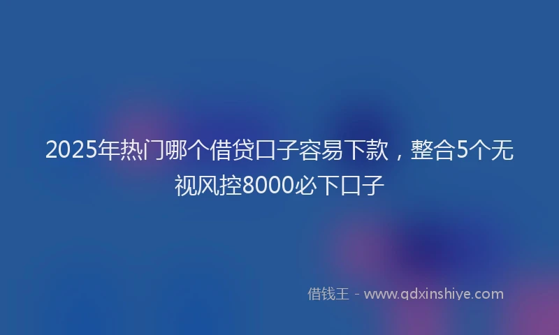 2025年热门哪个借贷口子容易下款，整合5个无视风控8000必下口子