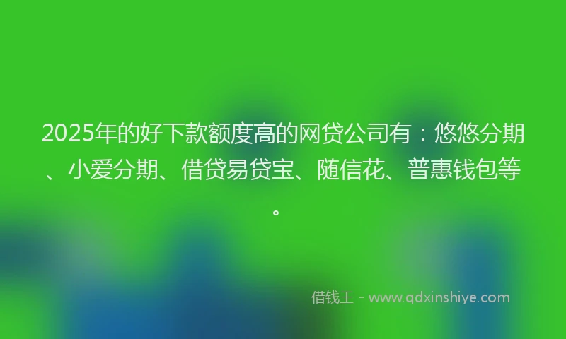 2025年的好下款额度高的网贷公司有：悠悠分期、小爱分期、借贷易贷宝、随信花、普惠钱包等。
