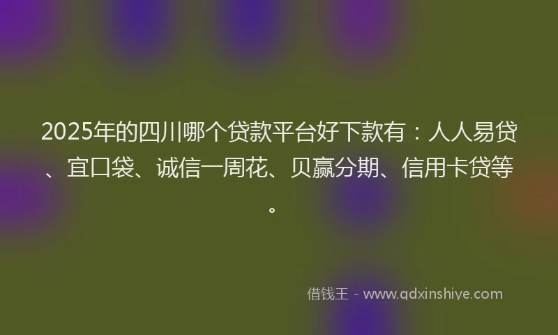 2025年的四川哪个贷款平台好下款有：人人易贷、宜口袋、诚信一周花、贝赢分期、信用卡贷等。