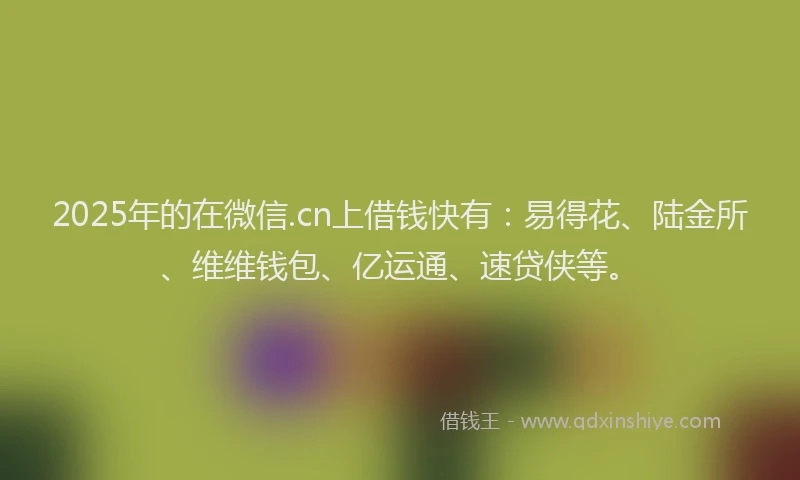 2025年的在微信.cn上借钱快有：易得花、陆金所、维维钱包、亿运通、速贷侠等。