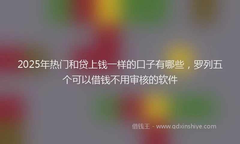 2025年热门和贷上钱一样的口子有哪些，罗列五个可以借钱不用审核的软件