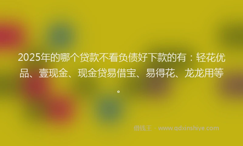 2025年的哪个贷款不看负债好下款的有：轻花优品、壹现金、现金贷易借宝、易得花、龙龙用等。