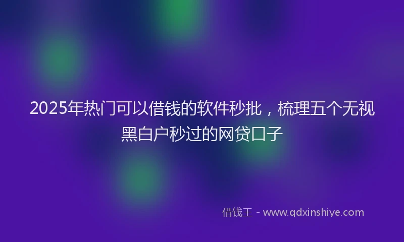 2025年热门可以借钱的软件秒批，梳理五个无视黑白户秒过的网贷口子