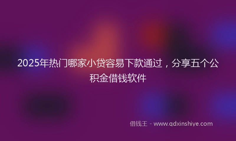 2025年热门哪家小贷容易下款通过，分享五个公积金借钱软件