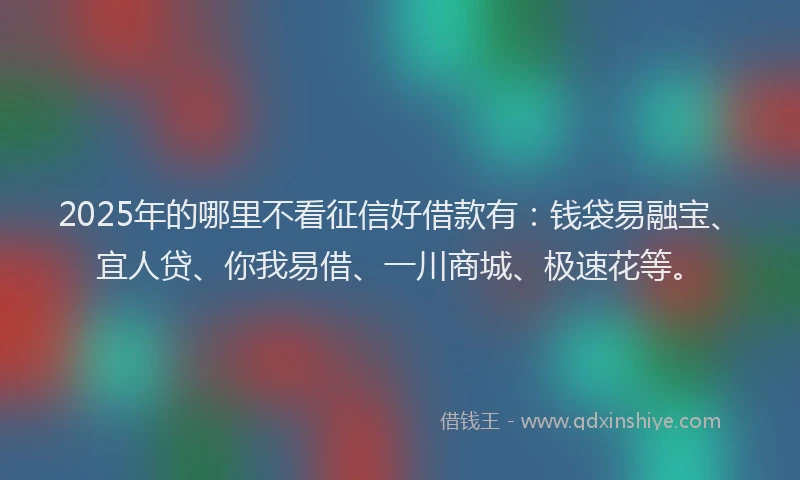 2025年的哪里不看征信好借款有：钱袋易融宝、宜人贷、你我易借、一川商城、极速花等。