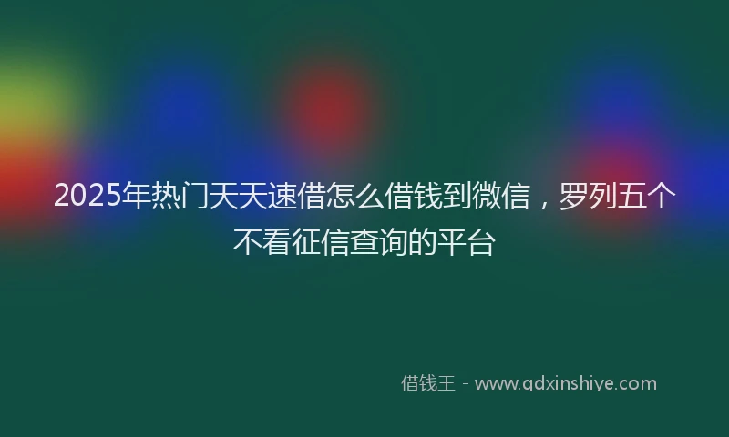 2025年热门天天速借怎么借钱到微信，罗列五个不看征信查询的平台
