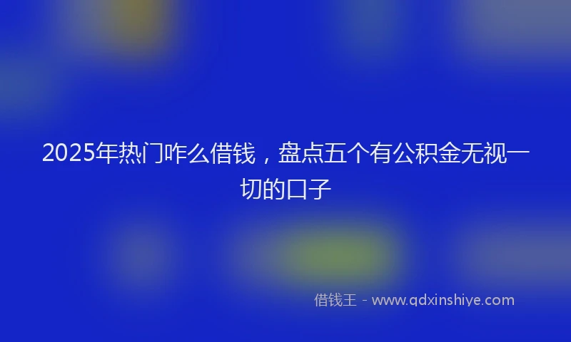 2025年热门咋么借钱，盘点五个有公积金无视一切的口子