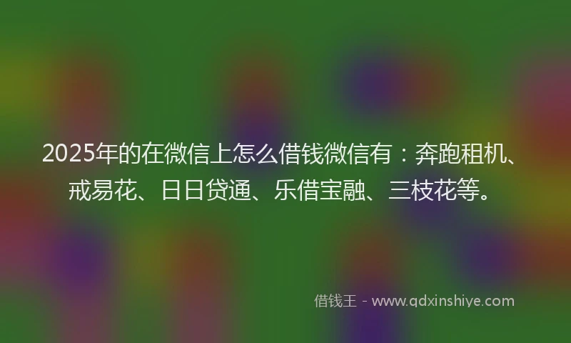 2025年的在微信上怎么借钱微信有：奔跑租机、戒易花、日日贷通、乐借宝融、三枝花等。