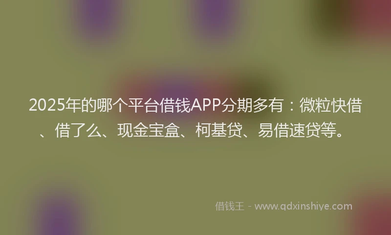 2025年的哪个平台借钱APP分期多有：微粒快借、借了么、现金宝盒、柯基贷、易借速贷等。