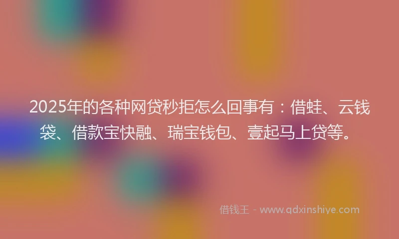 2025年的各种网贷秒拒怎么回事有：借蛙、云钱袋、借款宝快融、瑞宝钱包、壹起马上贷等。