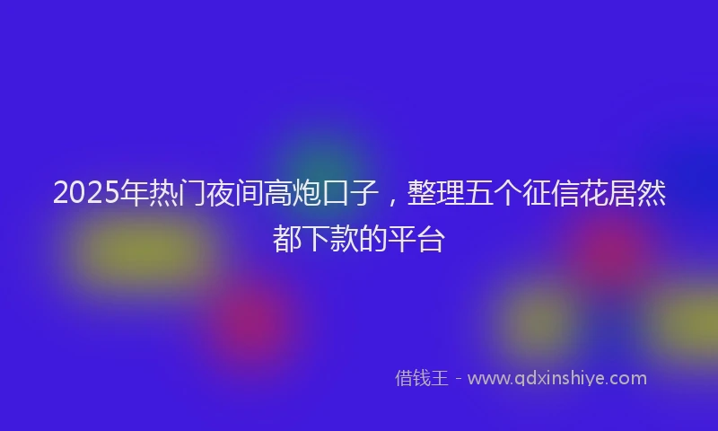 2025年热门夜间高炮口子，整理五个征信花居然都下款的平台