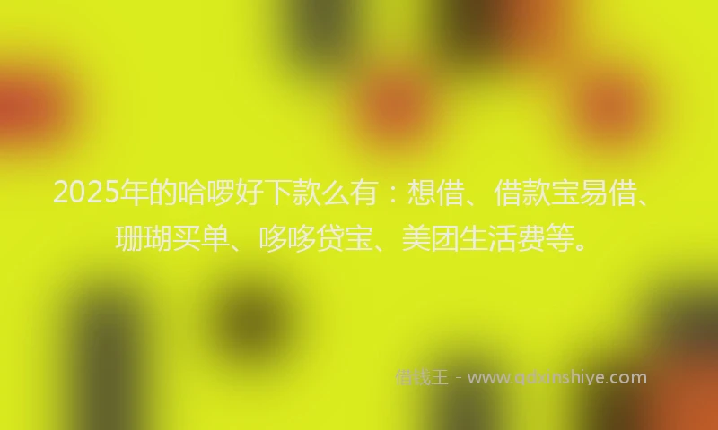 2025年的哈啰好下款么有：想借、借款宝易借、珊瑚买单、哆哆贷宝、美团生活费等。