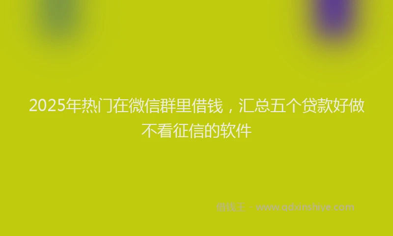 2025年热门在微信群里借钱，汇总五个贷款好做不看征信的软件