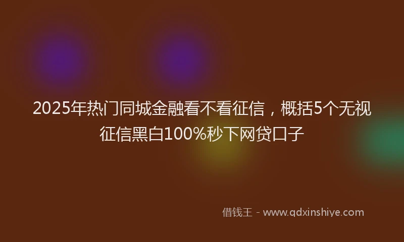 2025年热门同城金融看不看征信，概括5个无视征信黑白100%秒下网贷口子