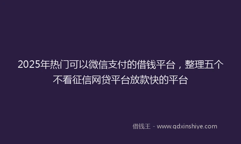 2025年热门可以微信支付的借钱平台，整理五个不看征信网贷平台放款快的平台