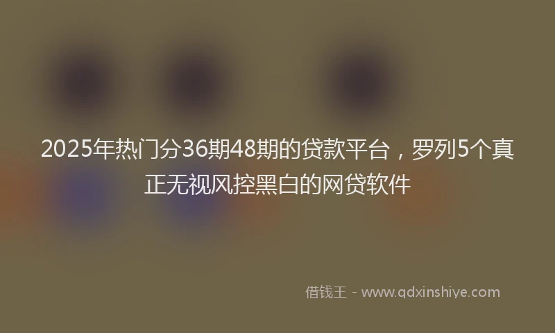 2025年热门分36期48期的贷款平台，罗列5个真正无视风控黑白的网贷软件