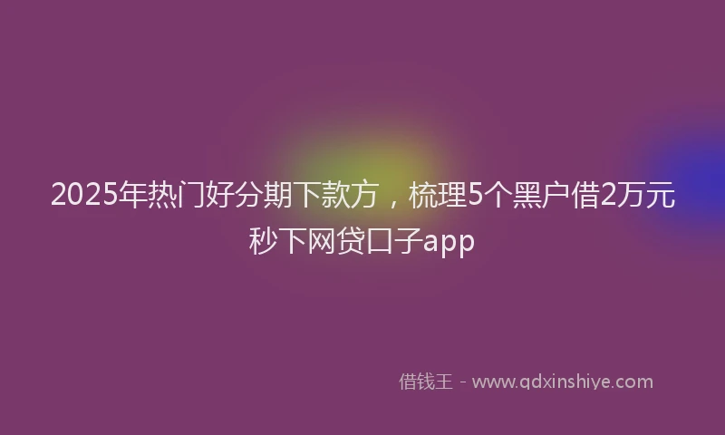 2025年热门好分期下款方，梳理5个黑户借2万元秒下网贷口子app