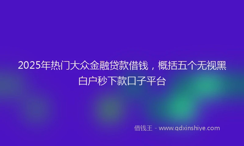 2025年热门大众金融贷款借钱，概括五个无视黑白户秒下款口子平台