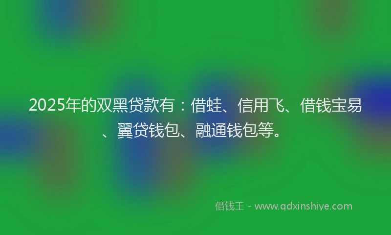 2025年的双黑贷款有：借蛙、信用飞、借钱宝易、翼贷钱包、融通钱包等。