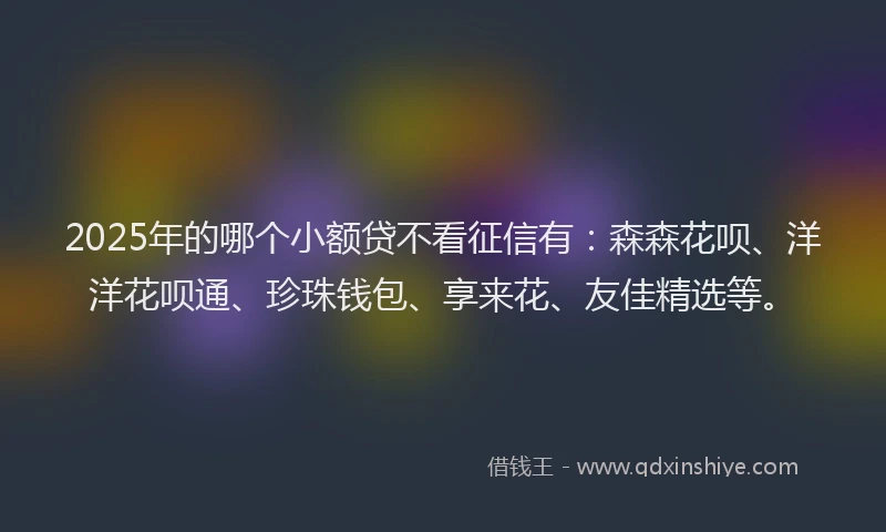 2025年的哪个小额贷不看征信有：森森花呗、洋洋花呗通、珍珠钱包、享来花、友佳精选等。