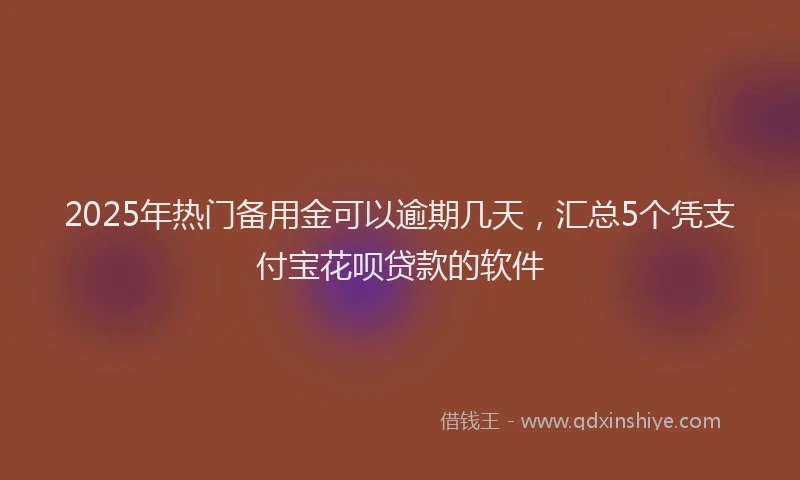 2025年热门备用金可以逾期几天，汇总5个凭支付宝花呗贷款的软件