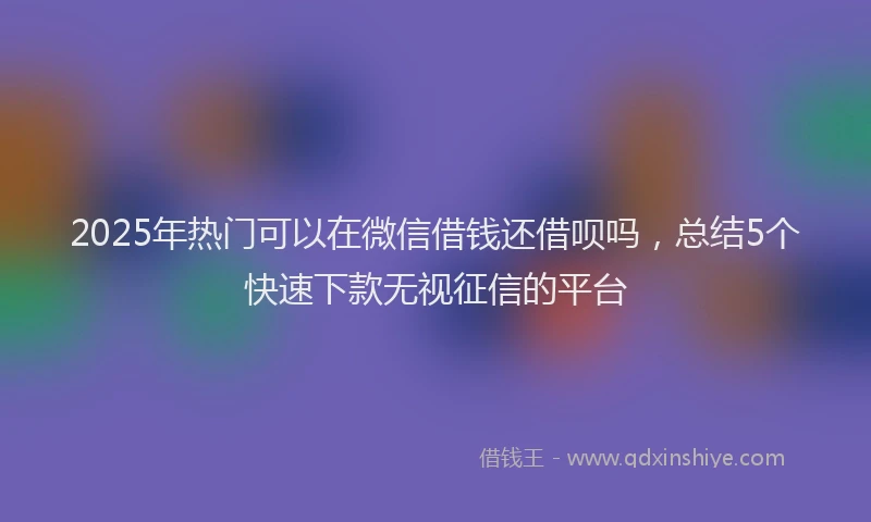 2025年热门可以在微信借钱还借呗吗，总结5个快速下款无视征信的平台