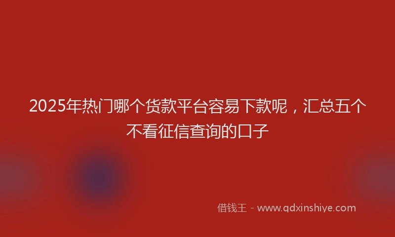 2025年热门哪个货款平台容易下款呢，汇总五个不看征信查询的口子