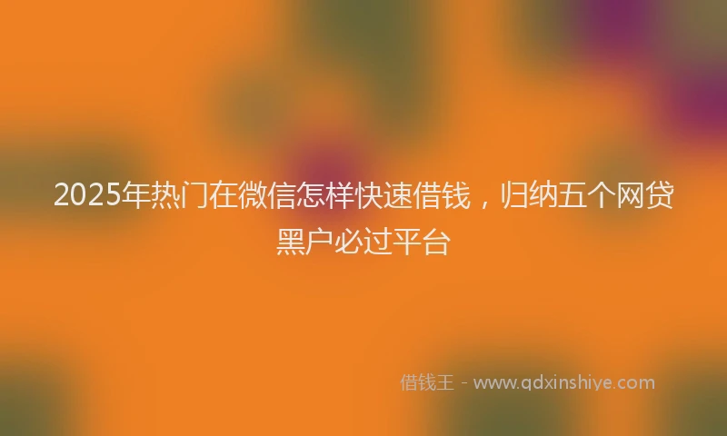 2025年热门在微信怎样快速借钱，归纳五个网贷黑户必过平台