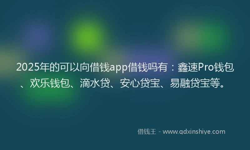 2025年的可以向借钱app借钱吗有：鑫速Pro钱包、欢乐钱包、滴水贷、安心贷宝、易融贷宝等。