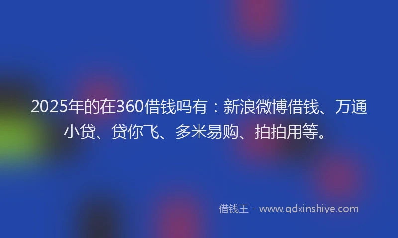 2025年的在360借钱吗有：新浪微博借钱、万通小贷、贷你飞、多米易购、拍拍用等。