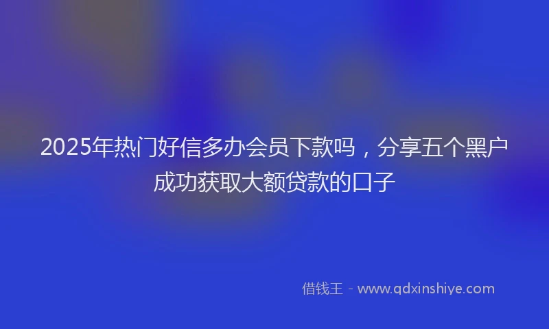 2025年热门好信多办会员下款吗，分享五个黑户成功获取大额贷款的口子