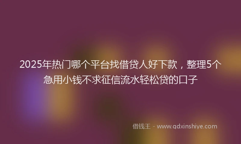 2025年热门哪个平台找借贷人好下款，整理5个急用小钱不求征信流水轻松贷的口子
