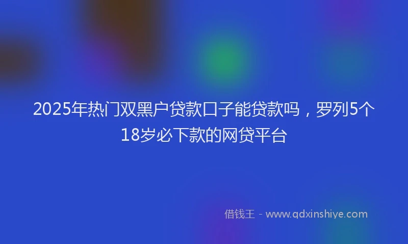 2025年热门双黑户贷款口子能贷款吗，罗列5个18岁必下款的网贷平台