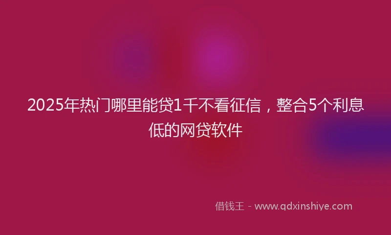 2025年热门哪里能贷1千不看征信，整合5个利息低的网贷软件