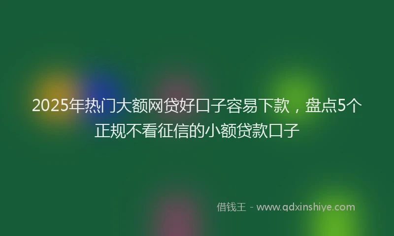 2025年热门大额网贷好口子容易下款，盘点5个正规不看征信的小额贷款口子