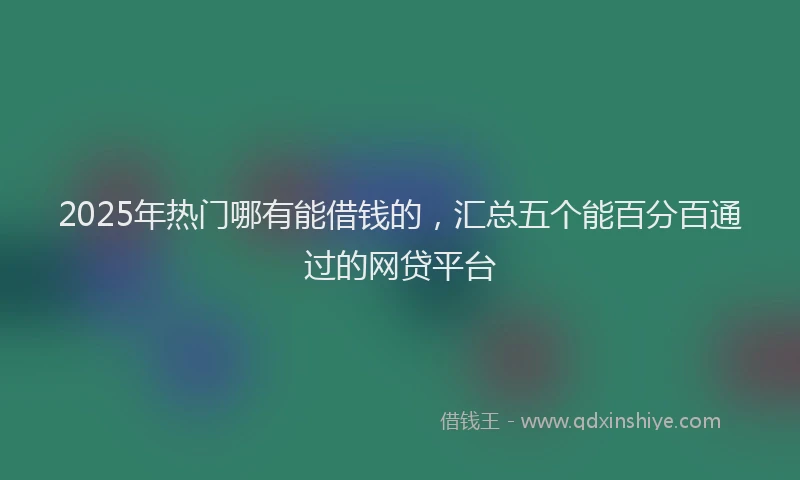 2025年热门哪有能借钱的，汇总五个能百分百通过的网贷平台