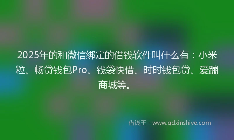 2025年的和微信绑定的借钱软件叫什么有：小米粒、畅贷钱包Pro、钱袋快借、时时钱包贷、爱蹦商城等。