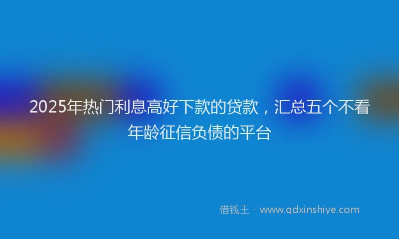 2025年热门利息高好下款的贷款，汇总五个不看年龄征信负债的平台