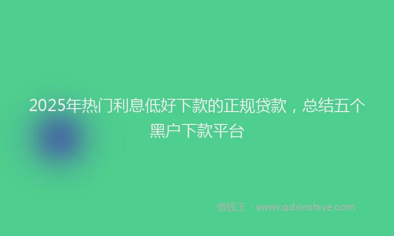 2025年热门利息低好下款的正规贷款，总结五个黑户下款平台