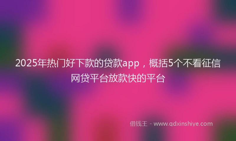 2025年热门好下款的贷款app，概括5个不看征信网贷平台放款快的平台