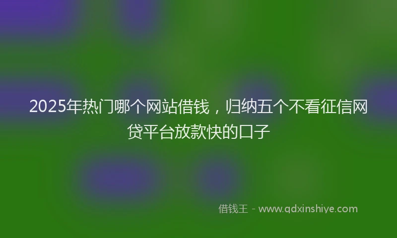 2025年热门哪个网站借钱，归纳五个不看征信网贷平台放款快的口子