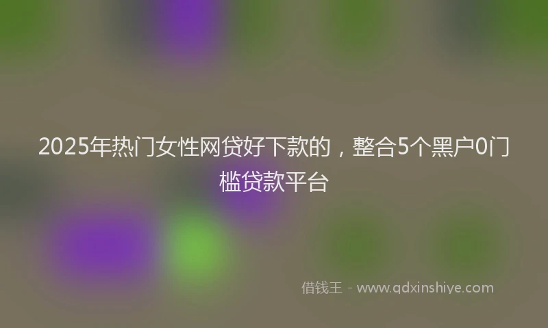 2025年热门女性网贷好下款的，整合5个黑户0门槛贷款平台