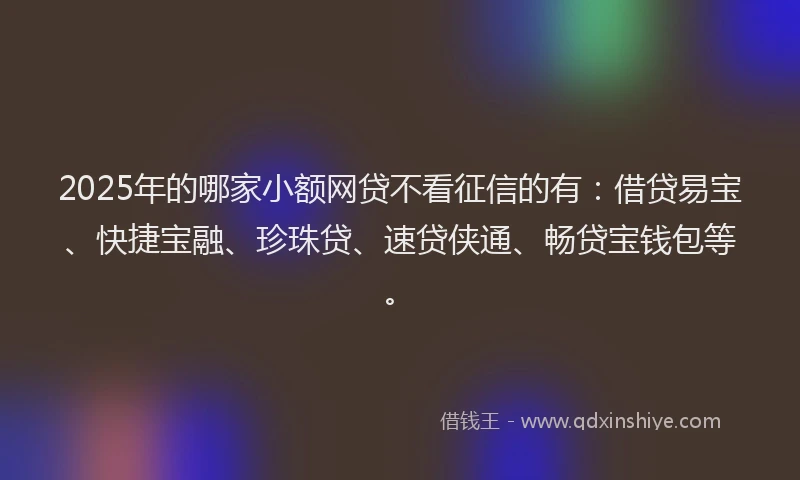 2025年的哪家小额网贷不看征信的有：借贷易宝、快捷宝融、珍珠贷、速贷侠通、畅贷宝钱包等。